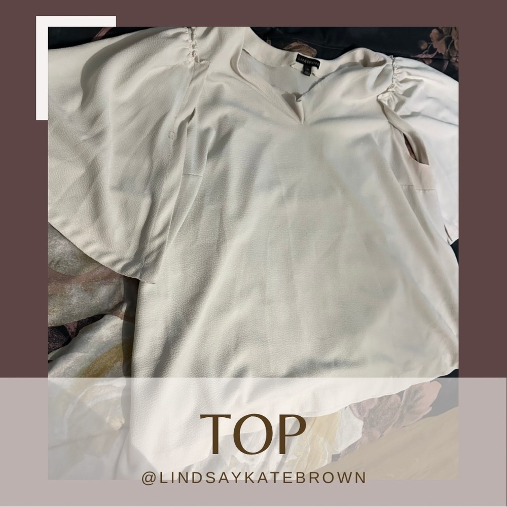 Lane Bryant White Flutter Sleeve Blouse
